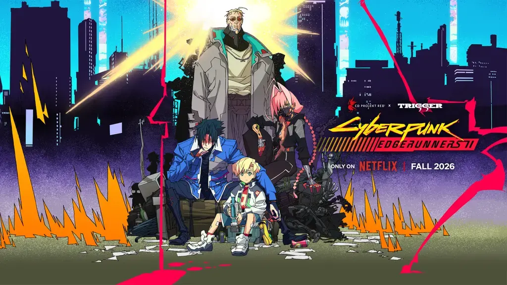 Weak, D, Roman Carax, and Talia in official Cyberpunk: Edgerunners 2 key art